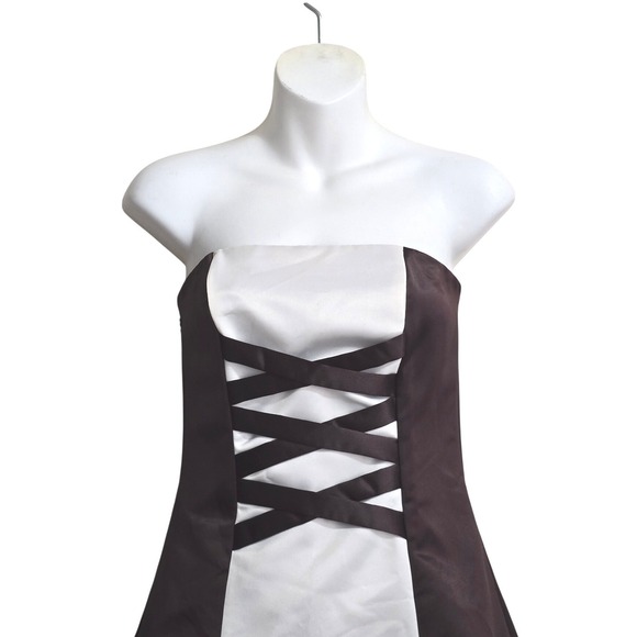 Jessica McClintock for Gunne Sax Satin Criss Cross Mini Formal Dress Sz 4 - Picture 2 of 12